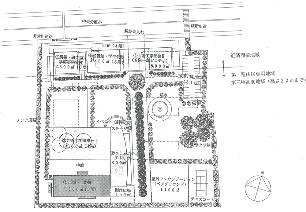 図7 北千種キャンパスの当初計画（創立10周年記念誌）