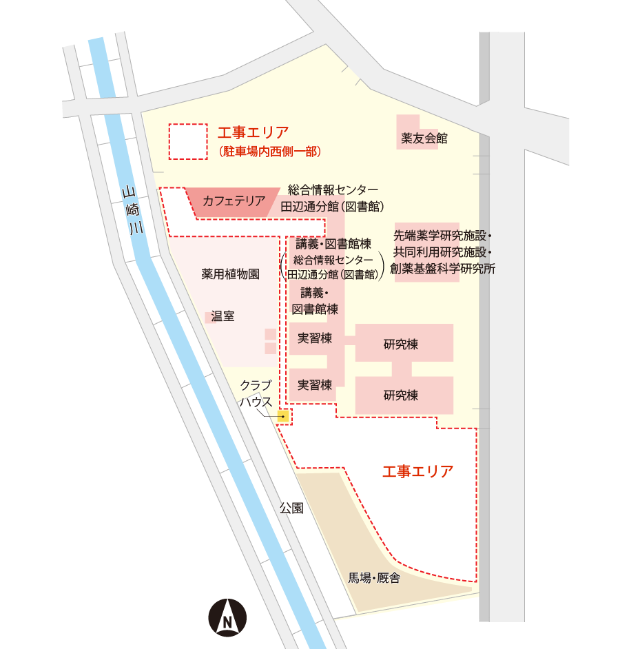 田辺通キャンパスのマップ図