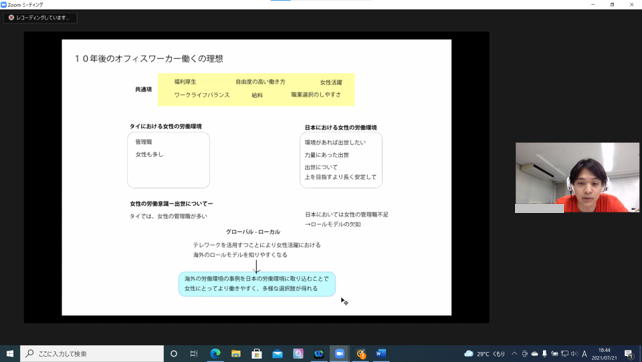 学生によるプレゼンテーションの様子