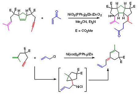 ニッケル錯体を触媒に用いた多成分連結反応(ドミノ反応)の例